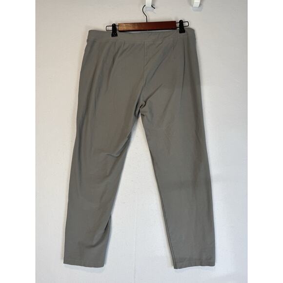 Eileen Fisher Pull-On Pants M Light Gray Stretch Crepe Viscose Blend 3" Hem Slit - Picture 2 of 4